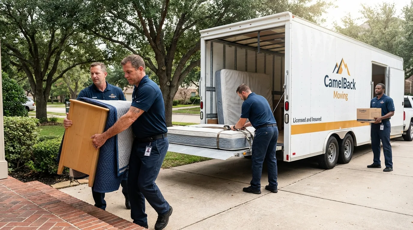 Crew loading residential truck for cross-state move from Cocoa, FL